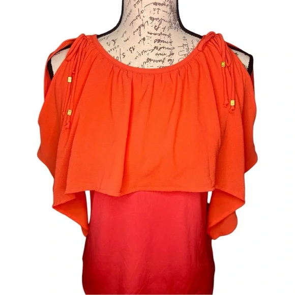 Michael Kors Open Shoulder Orange Blouse for Women Size Petite P - Picture 7 of 14